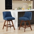 thumbnail image 5 of Modern Swivel Bar Stools Set of 4, 26" Navy Blue Counter Height Bar Stools with Back for Kitchen Island, Fabric Upholstered Island Chairs with Wood Legs, Barstool Chairs, 5 of 6