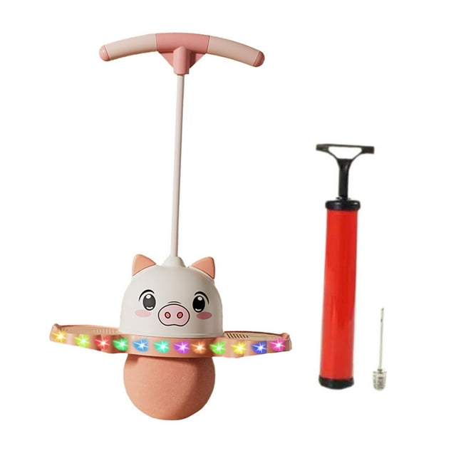 Pelota de salto Pogo, pelota que rebota, tabla de salto para niños y niñas con luz para el cuerpo Rosa
