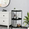 thumbnail image 4 of Gumesh Wheeled 3-Layer Triangular Bathroom Corner Shelf - Freestanding Storage Rack with 360° Wheels, Waterproof Toiletries Organizer For Bathroom,Black, 4 of 6