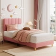thumbnail image 1 of Yeshouse Estructura de cama Twin XL tapizada, linda cama plataforma de bouclé con cabecero ondulado para niñas/niños/niños, no necesita somier, soporte de listones de madera, silenciosa, 1 of 5