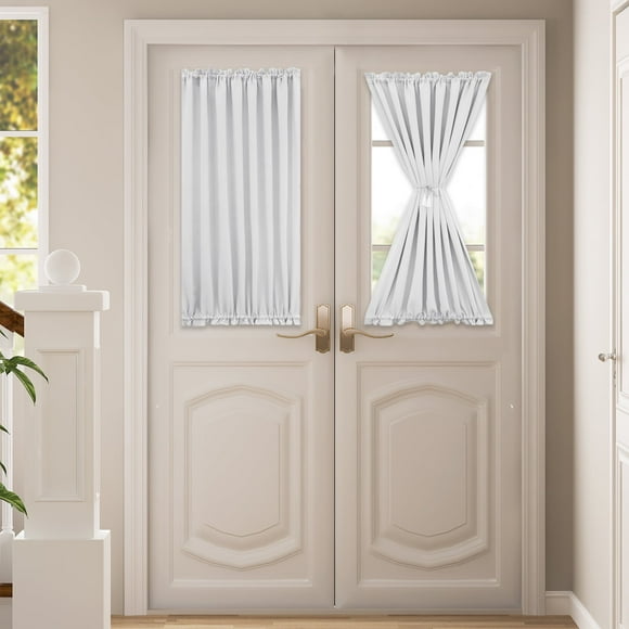 Lapalife Blackout Curtain for French Door, Thermal Insulated Rod Pocket Blackout Front Door Glass Door Curtain, 24''x 40'', White, 1 Panel