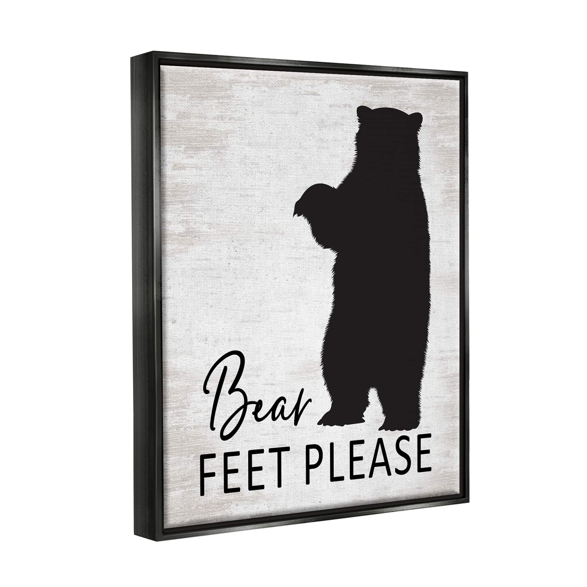 Stupell Industries Bear Feet Remove Shoes Cabin Entrance Sign Graphic Art Metallic Gold Floating Framed Canvas Print Wall Art, Design by Lettered and Lined