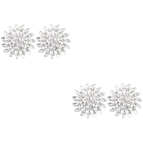 Raindrops 2 Pairs Sunflower Women Shoe Clips Detachable Shoe Buckles Ladies Shoes Accessory (Silver)