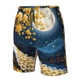 thumbnail image 6 of Uemuo Moonlit Golden Tree Peacock Pattern Men's Swim Trunks Hawaiian Beach Bathing Suit Swimsuits Beach Quick-Dry Shorts with Pockets-Small, 6 of 9