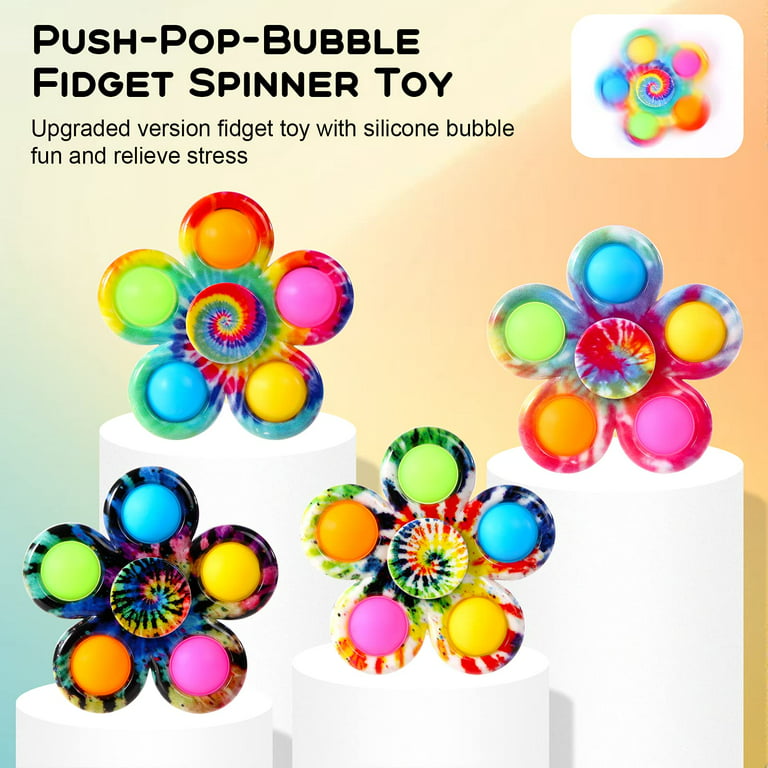 3 Pack Pop Fidget Spinner, Push Pop Bubble Fidget Spinner, Simple