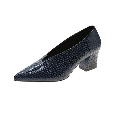 

Fesfesfes Plus Size Heels Scoop Shoes Mid-heel Shoes Women Fashion Retro Grandma Shoes Work High Heels Four Seasons Shoes 6.5(38)