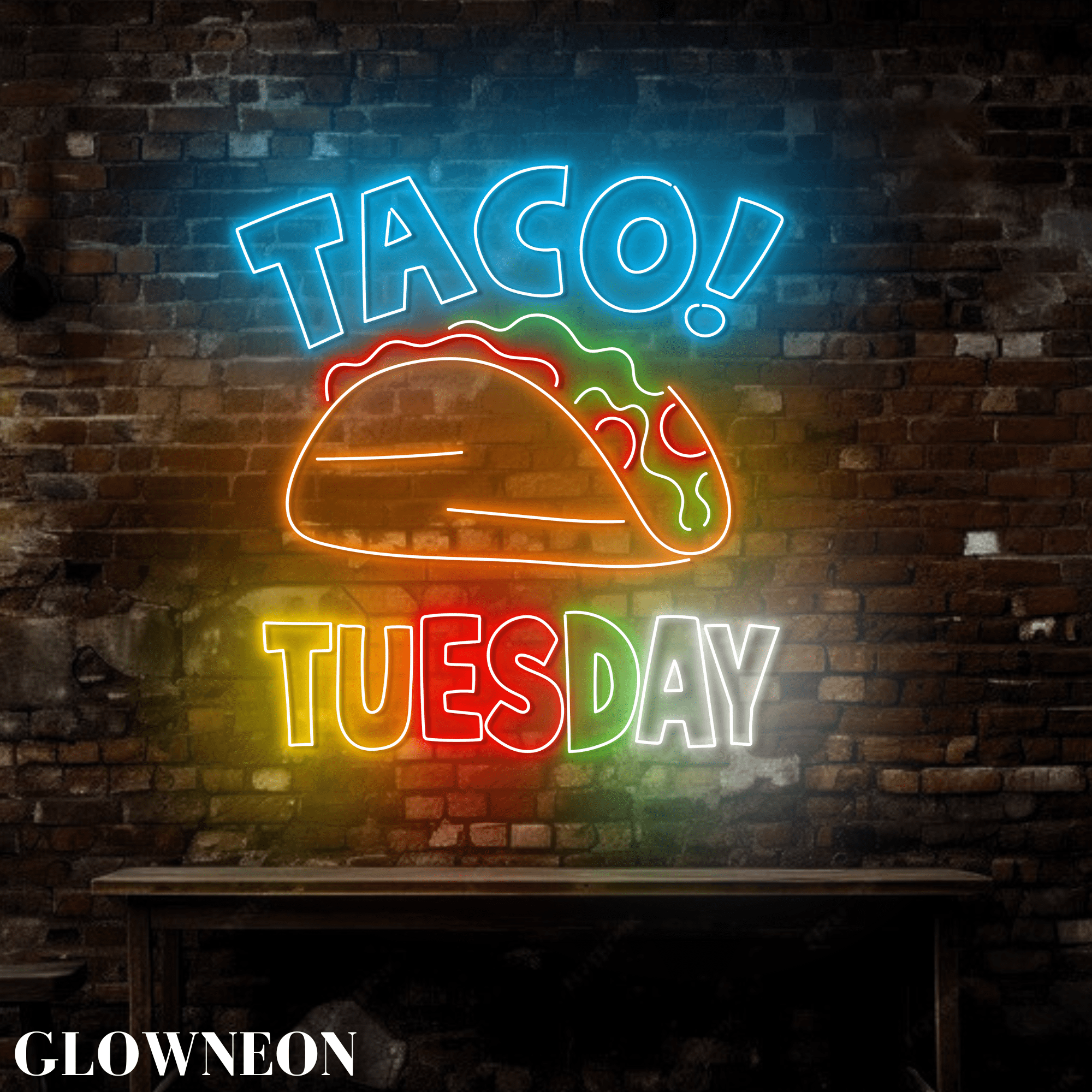 Glowneon Taco Tuesday Led Wall Art, Mexican Taco Restaurant Neon Sign