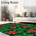 thumbnail image 2 of Flatwoven High Traffic Area Rug, Festive Holly Leaves Berries Christmas Evergreen Motif, Non Slip, Stain Resistant, Washable Area Rugs for Living Room, Bedroom(Red, 8X10), 2 of 8