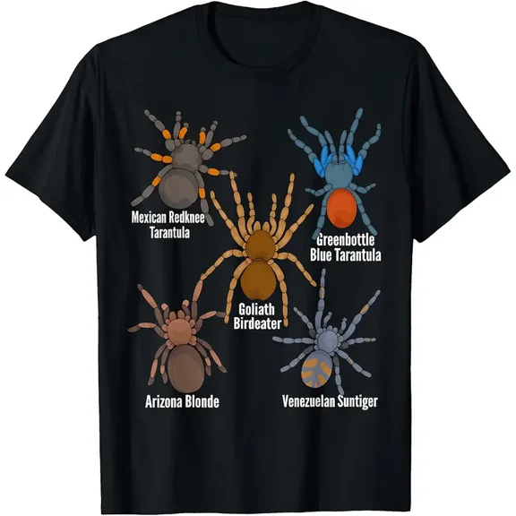 children’s wear Cool Exotic Tarantula Spider Species Collection T-Shirt for Kids, Fun Nature Science Animal Lover Gift for Boys and Girls