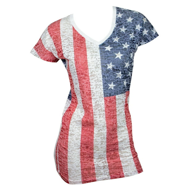 Patriotic - USA Women's American Flag Tee Shirt - Walmart.com - Walmart.com
