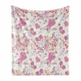 thumbnail image 1 of Fashion Soft Flannel Fleece Blanket, Old-Fashioned Female Corset Accessories Vintage Girls Room Floral Design Print, Cozy Plush for Indoor and Outdoor Use, 50" x 70", Beige and Pink, by Ambesonne, 1 of 6