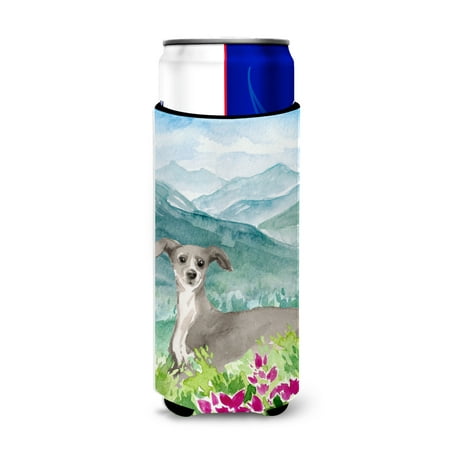 

Carolines Treasures CK1974MUK Mountian Flowers Italian Greyhound Michelob Ultra Hugger for slim cans Slim Can
