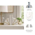 thumbnail image 6 of Set of 2 Modern Geometric Bookends - Marble with Inlay Heavy-Duty Decorative Supports for Home, Office, Bedroom, and Living Room - 6", 6" White, 6 of 12