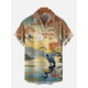 thumbnail image 3 of Camisa hawaiana de manga corta con cuello vuelto, estampado floral tropical Ukiyo-E y samurái japonés, moda 2024, 3 of 5