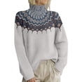 thumbnail image 1 of Breezora Chandail à Col Roulé Contemporain pour Femmes, Design à Imprimé Rétro, Manches Longues, Tricoté, Coupe Ample, Confort, Mode d'Automne, Taille g, Blanc, 1 of 4