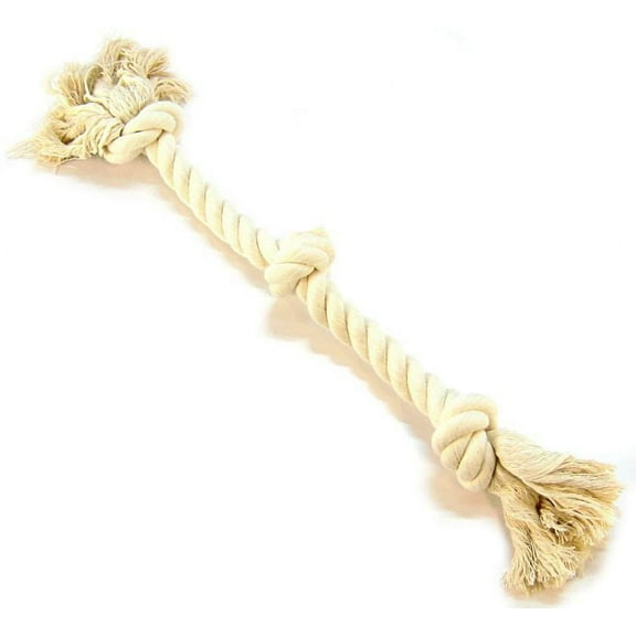 Flossy Chews 3 Knot Tug Toy Rope for Dogs - White [Dog, Toys Rope] Medium (20" Long)