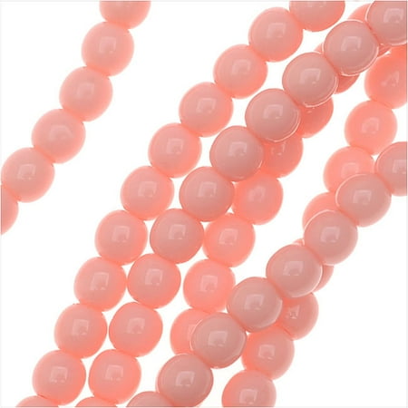 Drops Vintage Glass Bead Strand - Czech Glass Pastella Collection, Smooth Round Druk Beads 4mm, 1 Strand, Vintage Pink