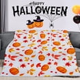 thumbnail image 6 of Fall Pumpkin Maple Leaf Throw Blanket, Saffron Soft Flannel Fleece with Autumn Harvest Print, Cozy Warm Thanksgiving Halloween Decor for Couch Sofa, 27x40in, 6 of 7