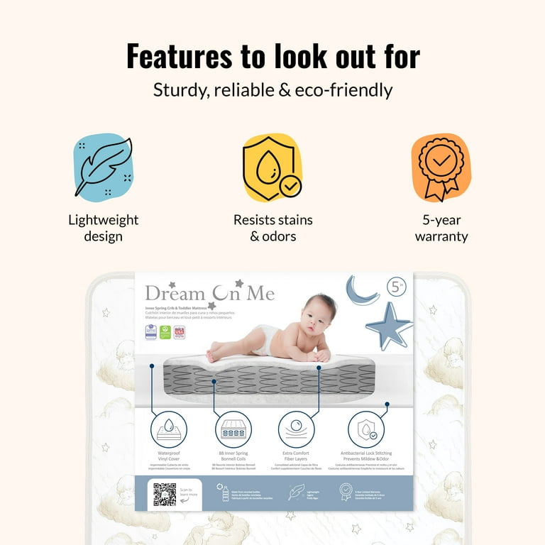 Dream on Me Twilight 80 Coil Crib & Toddler Innerspring Mattress