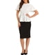 thumbnail image 2 of BLUSA DE PEPLUM PARA MUJER CHIC INSPIRE, CUELLO REDONDO, MANGAS DE CAMPANA, CINTURÓN EN LA CINTURA, BLUSA DE OFICINA, TAMAÑO S, BLANCA, 2 of 6