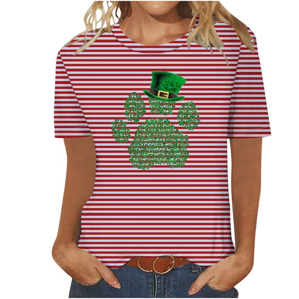 Camisetas Casuales de Mujer Nueva Moda Impresa Cuello Tripulado Manga Corta, Top Ligero para Diario Y Fiesta