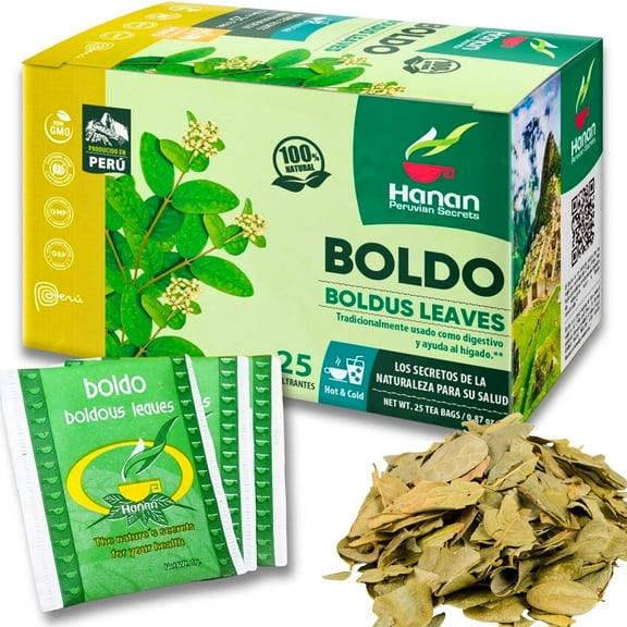 Boldus Herbal Tea 25 Teabags of Boldo Leaves and Herbs Dried Peumus Boldus Plant Leaf From Peru by Hanan