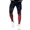 thumbnail image 1 of B91xZ Men's Straight Fit Jean Stretch Ripped Denim Stylish Jeans,Black M, 1 of 5