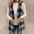 thumbnail image 6 of ZHOUCHANKIDS Womens Fleece Sherpa Vest Winter Sleeveless Fuzzy Fluffy Checkered Plaid Vest Zip Up Jacket with Pockets Grey XL, 6 of 7