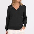 thumbnail image 2 of Loose Fit Pullover With V Neck Design Women's Long Sleeve Polyester Knit Sweater, 2 of 11