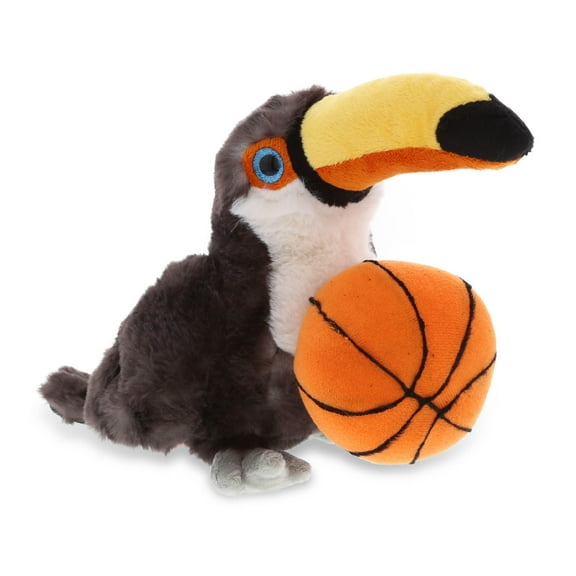 DolliBu Toucan Stuffed Animal with Basketball Plush - Soft Huggable Toucan, Adorable Playtime Plush Toy, Cute Wildlife Bird Gift for Kids and Adults - 8 Inches