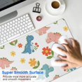 thumbnail image 4 of Long Mouse Pads for Desk,White Cartoon Dinosaurs Flowers Pattern Desk Mats on Top Of Desks, Desk Mouse Pad Extra Large with 3mm Non-Slip Base and Stitched Edge for Gaming,Office,Work,Home 35.4"x15.7", 4 of 6