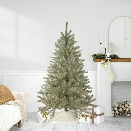 Northlight 6' Unlit Medium Platinum Tinsel Artificial Christmas Tree