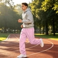 thumbnail image 7 of Resicozy Sweatpants for Men Baggy Gym Wide Leg Oversized Lounge Relaxed Fit Loose Fit Casual Joggers with Pockets Pink S, 7 of 7