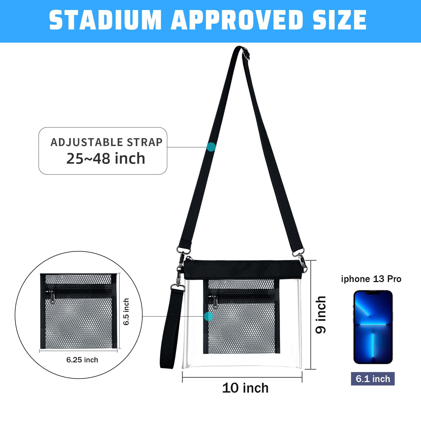 Vorspack Clear Bag Stadium Approved - PU Leather Clear Purse Clear Crossbody Bag for Concert Festival