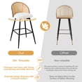 thumbnail image 6 of ANMINY Swivel Rattan Bar Stools, 29" Counter Height Set of 3, Upholstered Chairs Barstools with Full Back and Metal Legs Modern PU Fabric Seat for Kitchen Island, 6 of 11