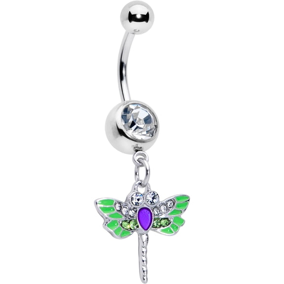 Body Candy Womens 14G 316L Stainless Steel Navel Ring Piercing Bright Dragonfly Blue Mens Dangle Belly Button Ring