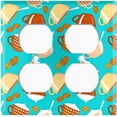 thumbnail image 3 of Metal Light Switch Plate Cover Latte Coffee Beans Teal COF011, 3 of 13