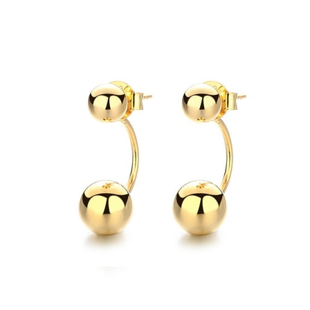 18K Gold Plated Front to Back Ball Earrings