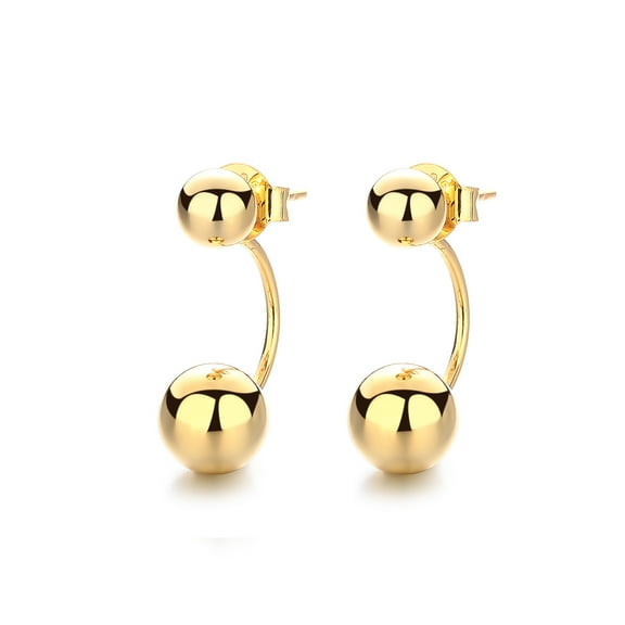 18K Gold Plated Front to Back Ball Earrings