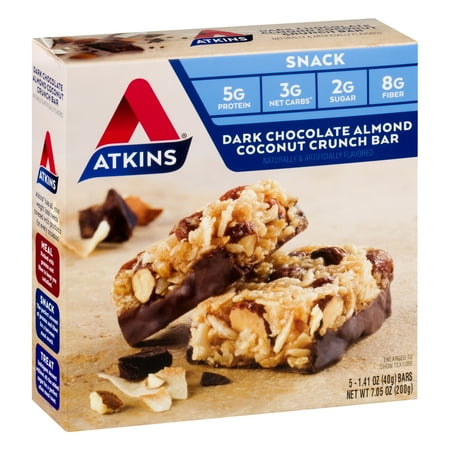 Atkins Dark Chocolate Almond Coconut Crunch, 1.4oz, 5-pack (Snack)