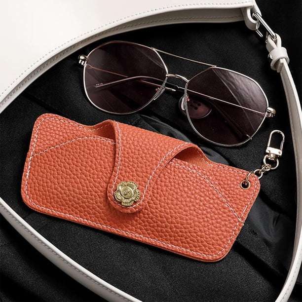 Estuche de Piel Sintética para Gafas de Sol para Mujer: Bolsa de Almacenamiento para Gafas con Cierre de Botón a Presión, Estuche Organizador de Gafas Reforzado para Uso Diario, Viajes Al Aire Libre
