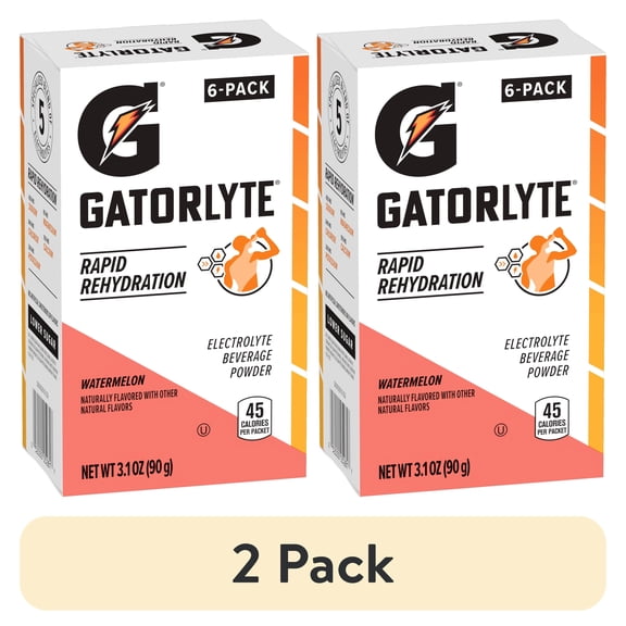 (2 pack) Gatorade Gatorlyte Electrolyte Beverage Powder Mix, Watermelon Flavor, 0.52 oz, 6 pack
