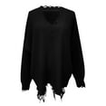 thumbnail image 2 of Black Sweatshirt for Women'S Irregular Fringe Casual Top Fall Or Winter Knitted Loose Sweater Women Fall Clothes, 2 of 3