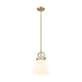 thumbnail image 3 of Innovations Lighting  Newton Bell - 1 Light 8" Stem Hung Pendant Brushed Brass/Matte White, 3 of 5