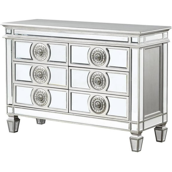 Bowery Hill Contemporary Server in Mirrored and Antique Platinum