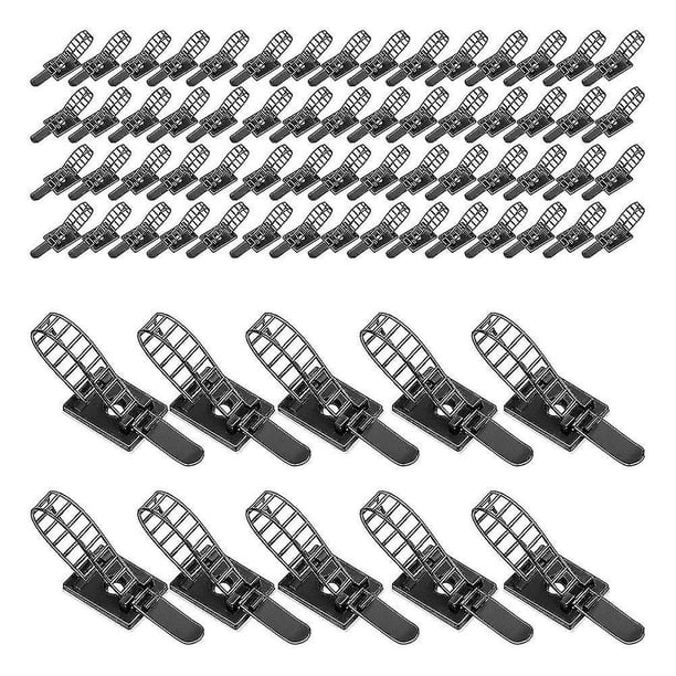 100 clips para cables, organizadores de cables flexibles, autoadhesivos, de nailon ajustables.