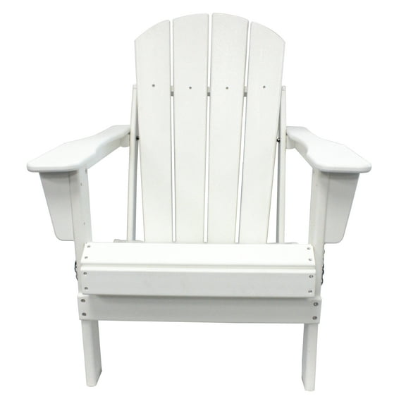 All-Weather Adult Folding Adirondack Chair - White