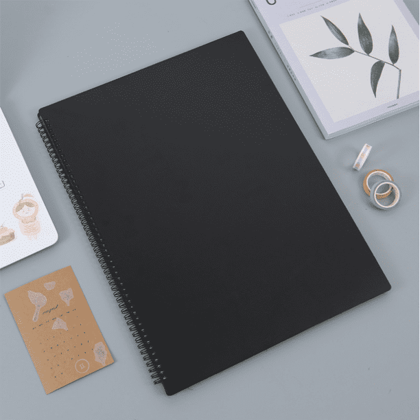Carpeta de partituras negras (1 paquete), carpeta de partituras B4, carpeta en espiral con protector de partituras, fácil giro de página, página escribible, plano, 20 páginas Namotu CZBG-HY135
