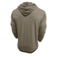 thumbnail image 3 of WTOBBY Men's Casual Long Sleeve Hooded T-Shirt Button Front, Solid Color with Pocket, Comfortable for Daily Wear, Layering, and Casual Street Style,Khaki XL, 3 of 7