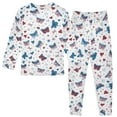 thumbnail image 2 of joogoo America Butterfly Hearts Stars 2 Piece Long Sleeve Tee and Pants Cotton Pajama Set 4T, 2 of 7
